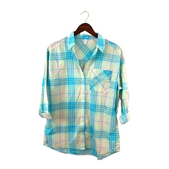 BP SUMMER PLAID SHIRT PINK- BLUE ADLEY PLAID XS - Picture 2 of 6